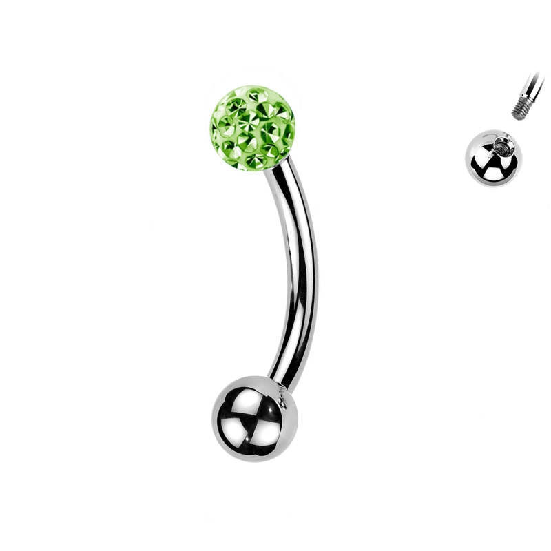 Piercing Sopracciglio a singola Pallina con Cristalli, Daith