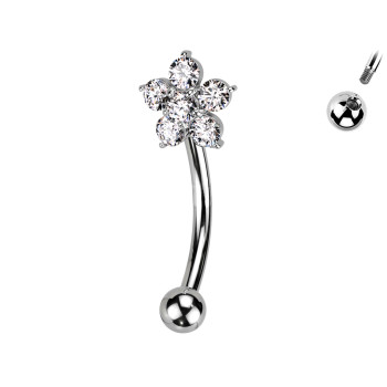 Piercing Sopracciglio Banana con Cristallo Fiore