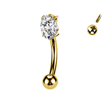 Piercing Sopracciglio Banana con Cristallo Ovale