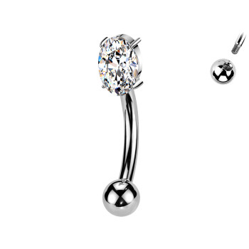 Piercing Sopracciglio Banana con Cristallo Ovale
