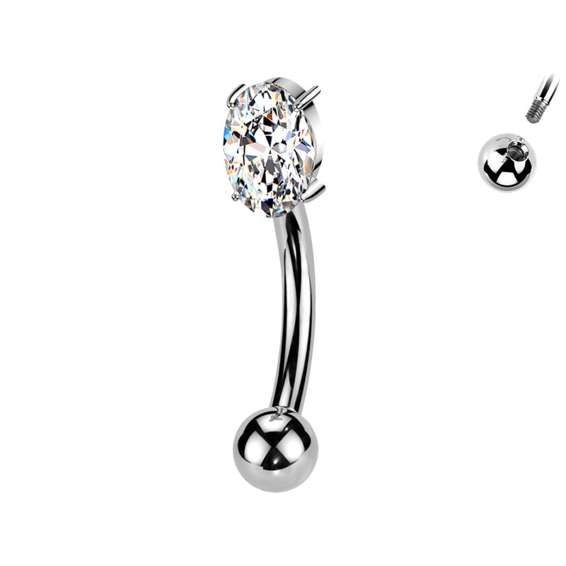 Piercing Sopracciglio Banana con Cristallo Ovale
