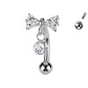 Piercing Sopracciglio Banana con Fiocco e Cristallo Pendente