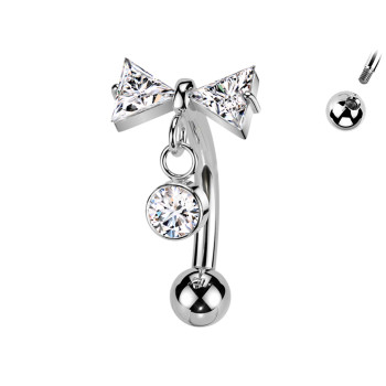 Piercing Sopracciglio Banana con Fiocco e Cristallo Pendente