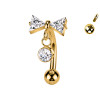 Piercing Sopracciglio Banana con Fiocco e Cristallo Pendente
