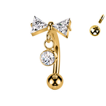 Piercing Sopracciglio Banana con Fiocco e Cristallo Pendente