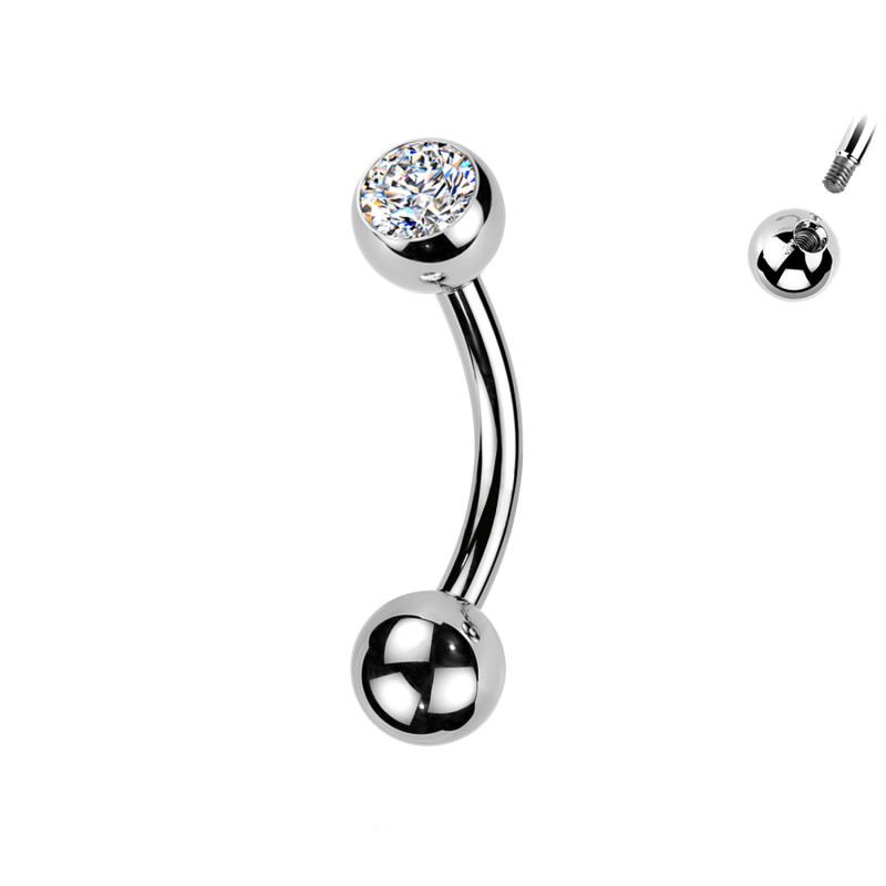 Eyebrow Piercing with Banana Shape and Jewel, Daith