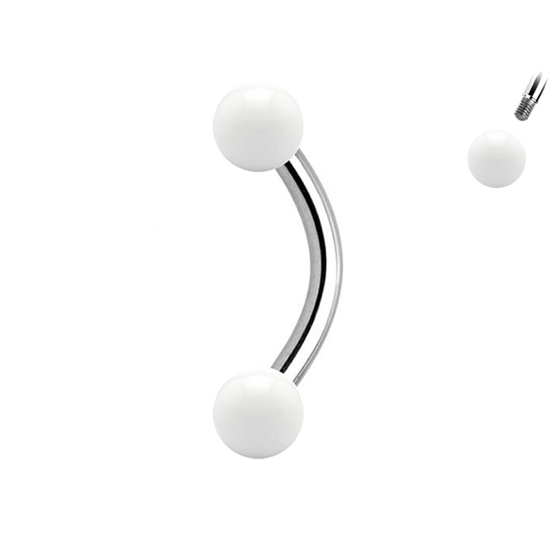 Piercing Sopracciglio a forma di Banana con Palline Acriliche, Daith