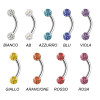 Piercing Sopracciglio a forma di Banana con palline in cristallo, Daith