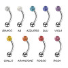 Piercing Sopracciglio a singola Pallina con Cristalli, Daith