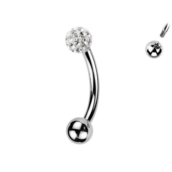 Piercing Sopracciglio a singola Pallina con Cristalli