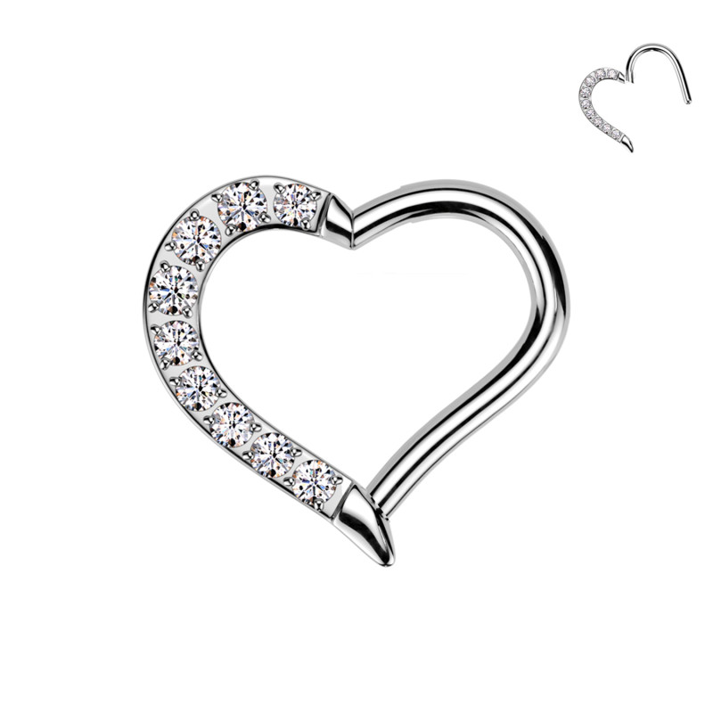 Segmented Heart Ring with Crystals