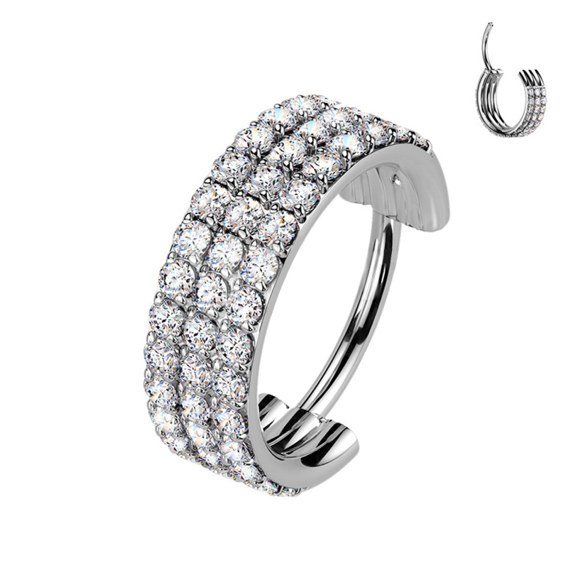 Cerchio Orecchino con Tre fila di cristalli, Helix