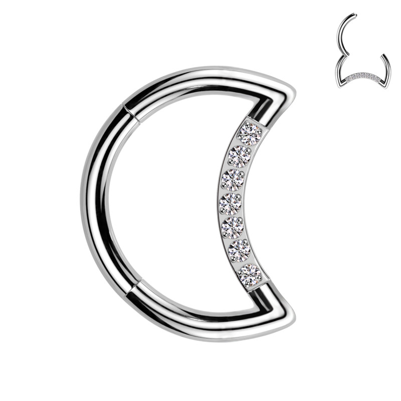 Circle Clicker Crescent-shaped with crystals, Helix