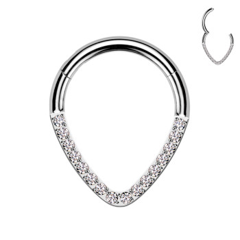 Circle Clicker Inverted Drop shaped with Crystals