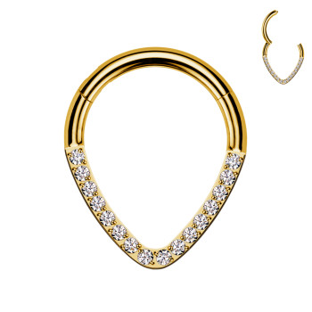 Circle Clicker Inverted Drop shaped with Crystals