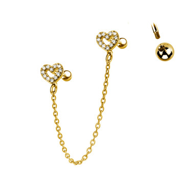 Helix/Tragus Barbell Cuore con Catena