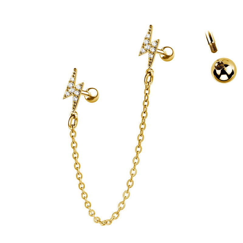 Helix/Tragus Barbell Fulmini con Catena, Helix