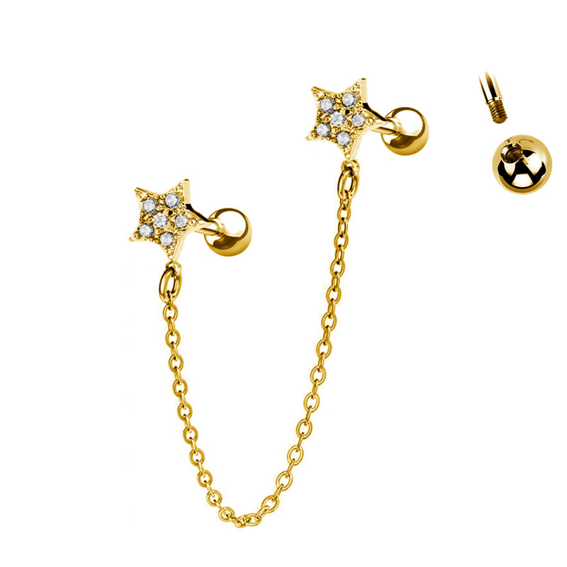 Helix/Tragus Barbell con Catena Stella Intera, Helix