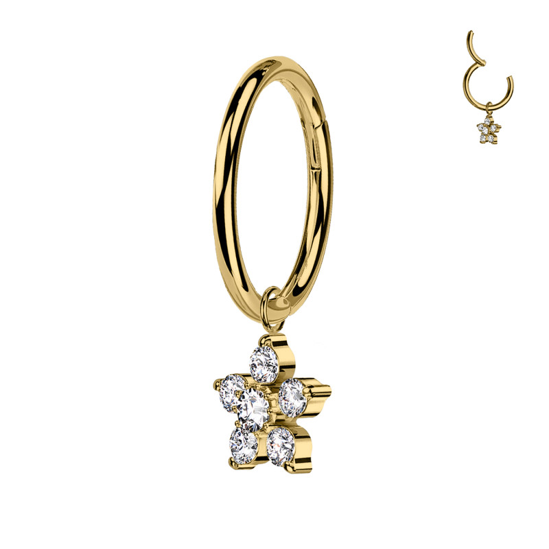 Circle Ring Earring with Pendant Flower, Helix