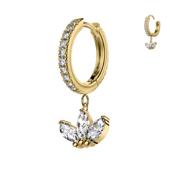 Piercing Orecchio con 3 Cristalli Ovali