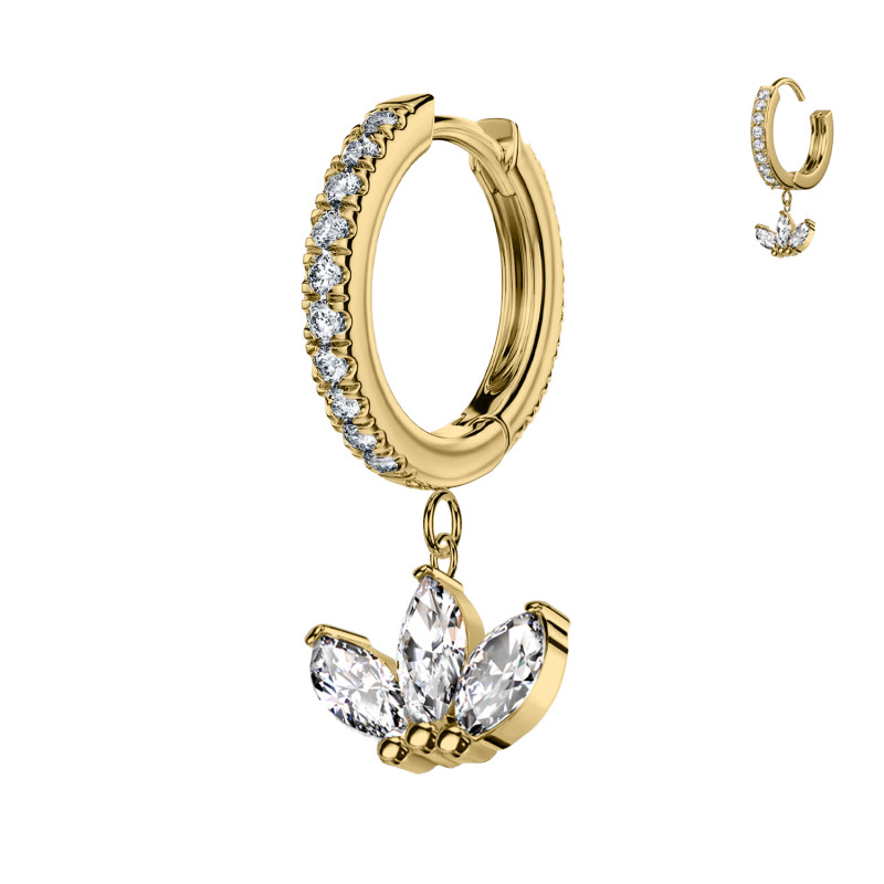 Piercing Orecchio con 3 Cristalli Ovali