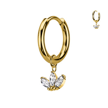 Circle Earring with 3 Crystals Pendant