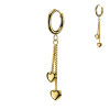 Ear Hoop Piercing with Double Hearts and Chain