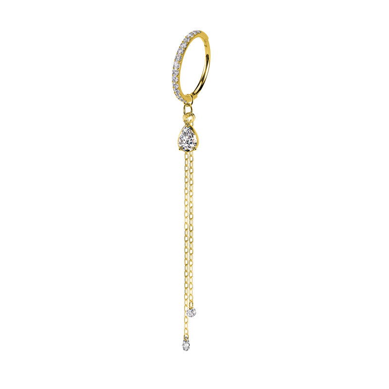 Piercing Orecchio Cerchio con Goccia e Doppia Catena