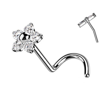 Nostril Titanium Piercing with Push-In Flower