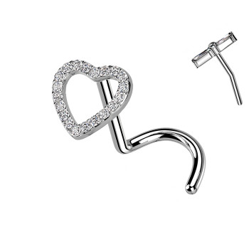 Piercing Naso con Cuore di Cristalli-Push in