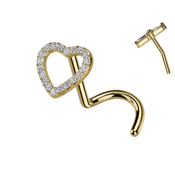 Piercing Naso con Cuore di Cristalli-Push in