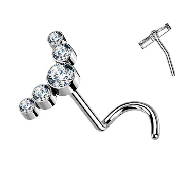 Titanium Push-In Cartilage Piercing with 5 Crystals