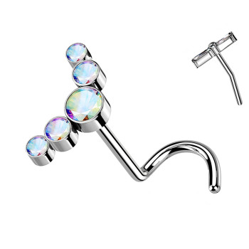 Titanium Push-In Cartilage Piercing with 5 Crystals