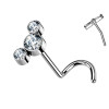 Nostril Push-In Titanium Piercing with 3 Crystals