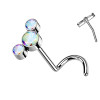 Nostril Push-In Titanium Piercing with 3 Crystals