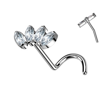 Titanium Labret Piercing with Four Crystals Push in