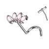 Titanium Labret Piercing with Four Crystals Push in