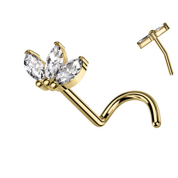 Piercing Naso in Titanio con Fiore a Tre Petali-Push in