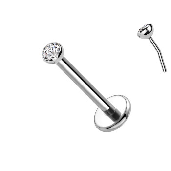 Labret in Titanio con Cristallo  Push in 1,2 mm