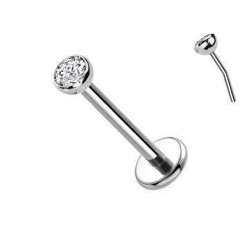 Labret in Titanio con Cristallo  Push in 1,2 mm