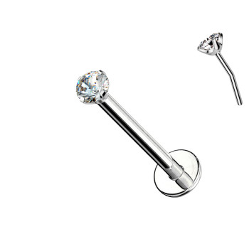 Labret in Titanio con Cristallo a Griffe-Push in 1,2 mm