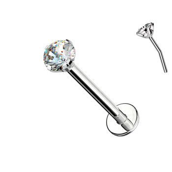 Labret in Titanio con Cristallo a Griffe-Push in 1,2 mm