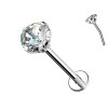 Labret in Titanio con Cristallo a Griffe-Push in 1,2 mm