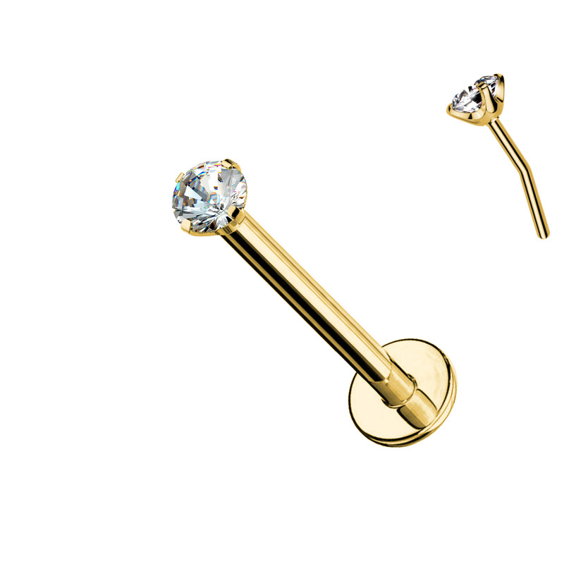 Labret in Titanio con Cristallo a Griffe-Push in 1,2 mm