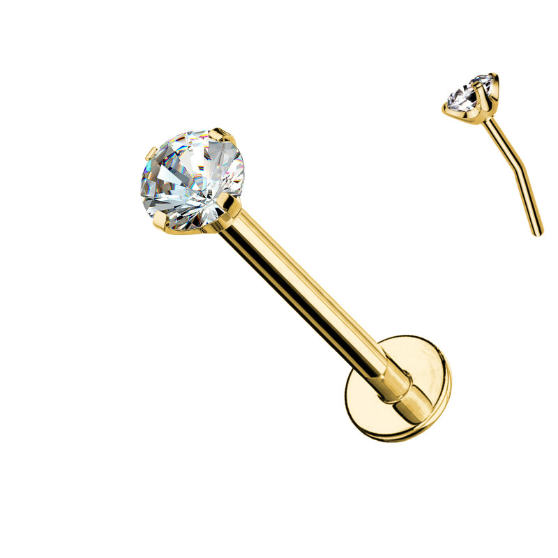 Labret in Titanio con Cristallo a Griffe-Push in 1,2 mm