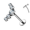 Cartilage Studs 5 Crystals-Push In 1.2 mm