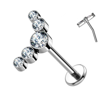 Borchie Cartilagine 5 Cristalli-Push in 1,2 mm
