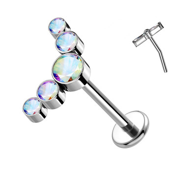Borchie Cartilagine 5 Cristalli-Push in 1,2 mm