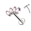 Piercing Labret in Titanio con quattro Cristalli -Push in 1,2 mm