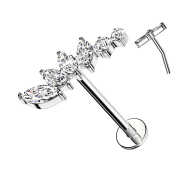 Piercing Labbro con Ramo di Cristalli-Push in 1,2 mm